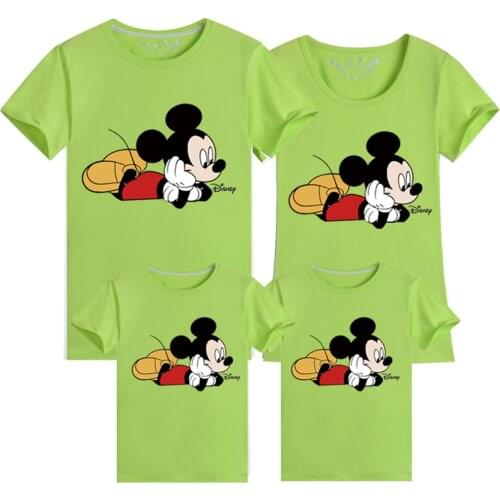 Disney Family Matching Clothes Mickey Mouse Castle Printed T Shirt Women Men Summer Children Tshirts Tees Comfortable Tops