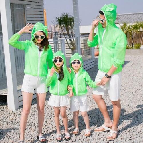 Mother Kids UV Prodection Matching Family Outfits Shirts Long Sleeve Jackets Beach UPF Father Mother Son Daughter Clothes Boys