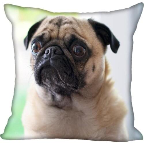 Custom Funny Pug Pillowcase High Quality Square Pillow Cover Zippered Soft No Fade Pillow Cover Christmas, Valentines Day gift