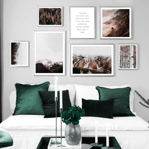 Natural Mountain Forest Tree Plant Quotes Wall Art Canvas Painting Nordic Posters And Prints Wall Pictures For Living Room Decor