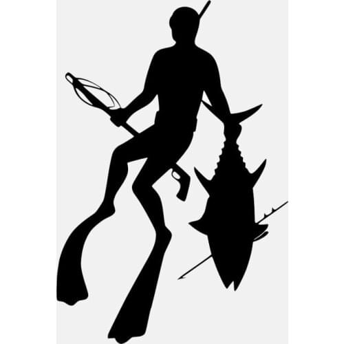Spear Fishing Diving Speargun Weight Belt Snorkel Vinyl Decal Creative Car Sticker Reflective Silver,16cm*11cm