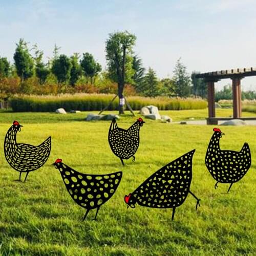 Rooster Silhouette Stake Garden Art Animal Stakes Garden Silhouette Yard Art for Party Festival Decor Gifts Set