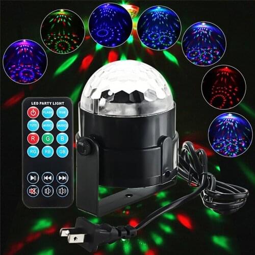 RGB LED Stage Light Disco Ball Disco Light Crystal Magic Ball With Remote Control DJ Light Sound Control For Birthday Christmas