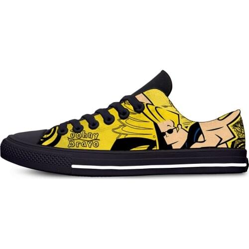 Johnny Bravo Biceps Fitness Shoes Red MuscleNerd Bodybuilding Top Quality Cartoon Print Lightweight Breathable Man Canvas Shoes