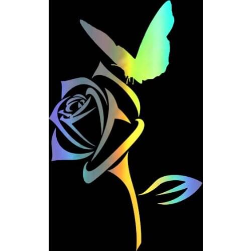 DecalsMe Butterfly With Flower Vinyl Car Sticker Creative Cartoon Animal Car Decal for Car Body Decoration Motorcycle 15x9.2cm