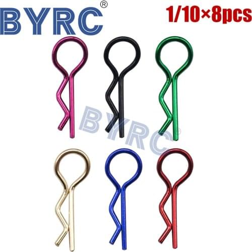 8Pcs multicolour Universal Stainless Steel Body Shell R Clips Pin for 1/10 1/8 RC Model Car HSP 94123 Axial SCX10 Traxxas Tamiya