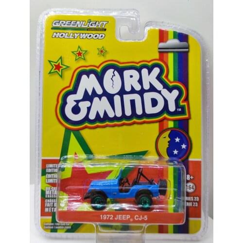 Green light 1:64 1972 Jeep CJ-5 - Mork and Mindy Diecast Collection of Die-casting Simulation Alloy Model Car Children Toys