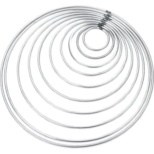 10pcs 35-200mm Dream Catcher Circle Rings Silver Color Iron Blank Round Circles Connector for creating a DreamCatcher Findings