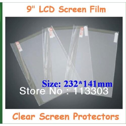 100pcs Protective Film Universal 9 inch LCD Clear Full Screen Protector with Camera Hole Size 232x141mm No Retail Package