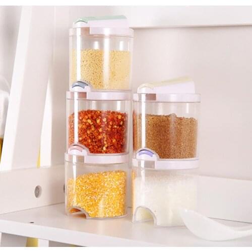 5pcs/set Seasoning Spice Plastic Bottles Jars Boxes Kitchen Storage Organizer Condiment Lid Can Cover Organization Accessories