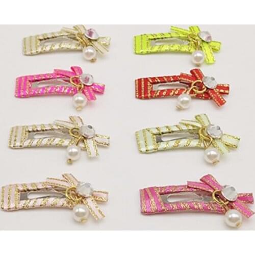 BB square clip 3CM pearl hair clip Pets Dogs Grooming Pet Hair Accessories for Dog Cat Handmade headdress Hairpin