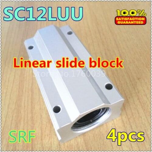 Free shipping 4pcs x SC12LUU SCS12LUU 12mm Linear motion Bearing Block Linear unit with LM12LUU for CNC