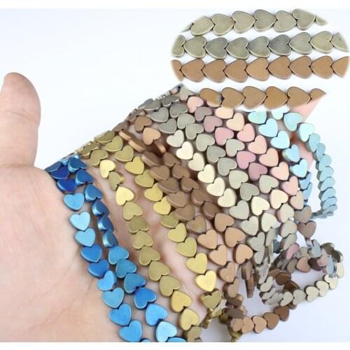 8mm Heart Shape No Magnetic Hematite Electroplating Hematite Loose Beads Strand Natural Magnet Beads Accessories DIY Bracelet
