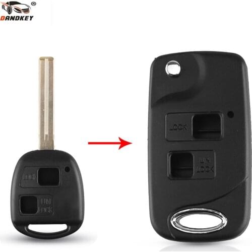 Dandkey Modified 2 Button Flip Key Shell For Lexus GX470 RX350 ES300 RX300 RX400h SC GS LS Cut/Uncut Blank Key Case Key Shell