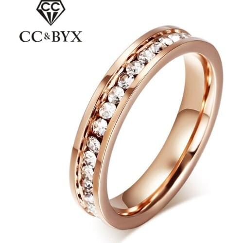 CC Stainless Steel Rings For Women And Men Super Flash Single Row Diamant Tail Ring Bridal Wedding Fashion Jewelry Anillos CC967
