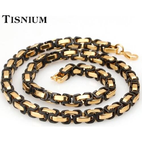 4.5/6/8mm Byzantine Chain Necklace Mens And Womens Stainless Steel Chokers Black Gold Chain Hip-Hop Boy Valentines Day Gift