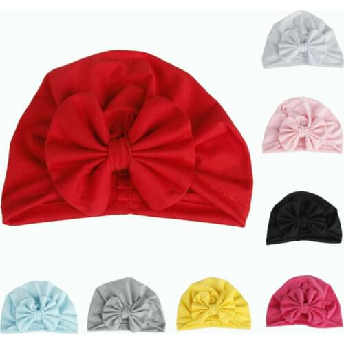 Newborn Infant Kids Baby Boy Girl Bow Floral Twist Knot Cotton Beanie Hat Cap