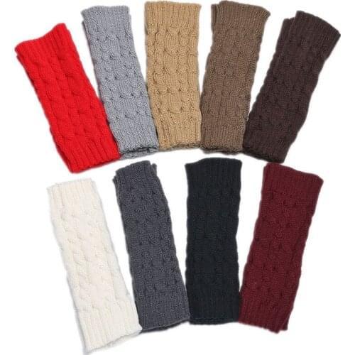 Fashion Autumn Winter Spring Warm Women Ladies Girl Solid Gloves Arm Warmer Long Fingerless Xmas Knitting Wool Mittens Guantes