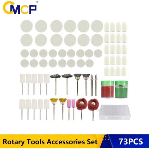 CMCP 73pcs Rotary Tools Accessories Set Wool Felt Polishing Wheel Kit With Steel Polishing Wheel Brushes Kits For Dremel Tools