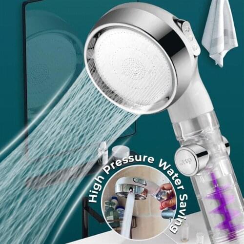 Adjustable 3 Mode Turbo Shower Head Jetting Rainfall Pressurized Shower Head High Pressure Water Saving Bathroom Spa Shower Head