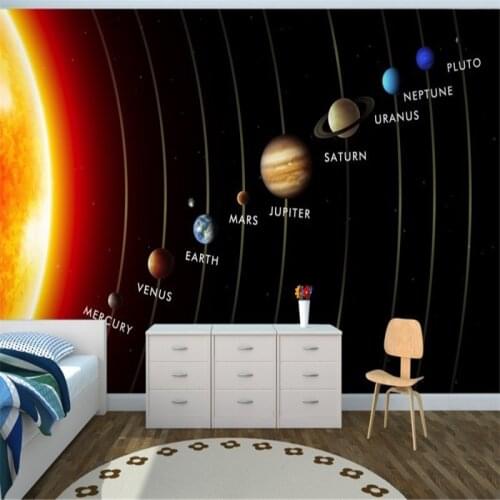Beibehang Mural Planets in Solar System Mural 3D wallpaper for child bedroom papel de parede 3d wallpaper for walls mural