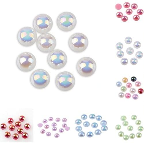 12 AB Colors Half Round Pearl 2mm 3mm 4mm 5mm 6mm 8mm 10mm Imitation ABS Flat Back Pearl For Nail Art Jewelry Accessory