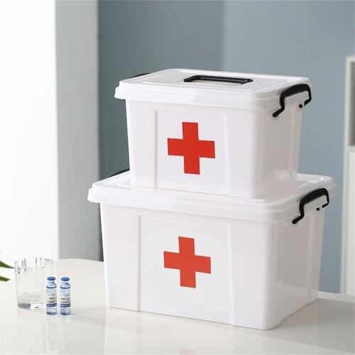 Portable First Aid Kit Family Emergency Box Household Plastic Storage Box Hospital Pharmacy for Home Organizer or Outdoor Travel