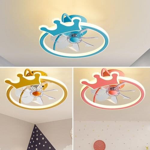 Ultra-thin childrens fan lamp bedroom ceiling fan invisible cartoon boy creative girl mute lamp fan integrated chandelier
