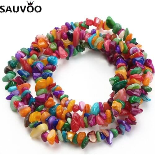 SAUVOO 80cm/Strand 5-8mm Mixed Colorful Natural Irregular Mother Of Pearl Shell Spacers Beads Charms Beading Bracelet Finding