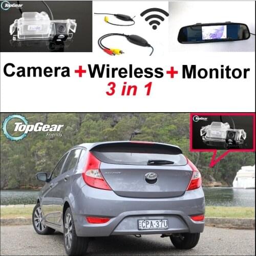 3 in1 Special Camera + Wireless Receiver + Mirror Monitor Basy DIY Back Up Parking System For KIA Rio K2 Pride Sedan 2011~2015