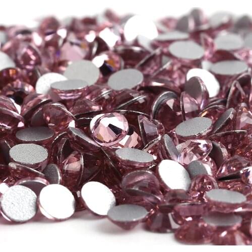 Light Rose/Rose Glass 3D Nail Art Rhinestones ss3 ss4 ss5 ss6 ss8 ss10 ss12 ss16 ss20 ss30 Crystal Nails Non HotFix Decorations