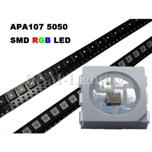5V APA107 LED Chip 5050 SMD RGB APA102 Chip;6pins SMD 5050 RGB built-in APA107 IC(APA102 update);0.3W,60mA;SOP-6;1000pcs/bag