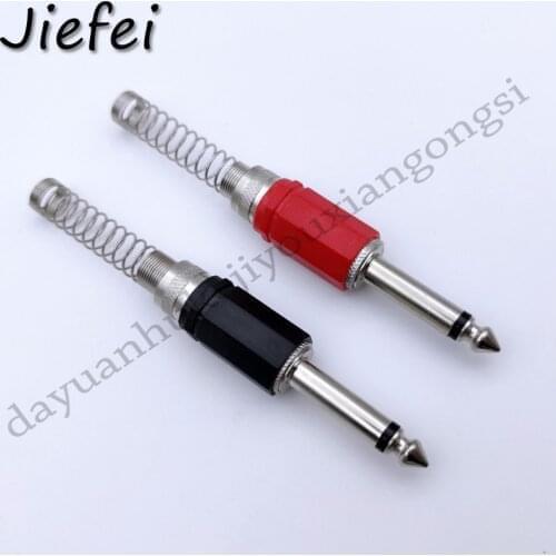 10-100Pcs Nickel Plated 6.35mm 6.5mm 6.3mm Male 1/4 Mono Jack Plug Audio Connector Soldering Red and Black