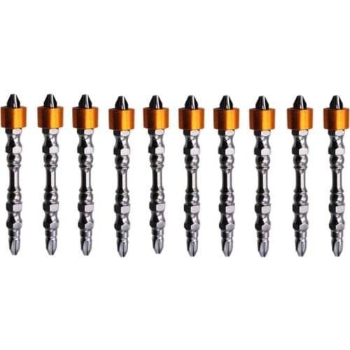 10pcs PH2 Hardness 65mm Double Cross Head Magnetic Electric Screwdriver Bit Phillips Screw Driver With Ring