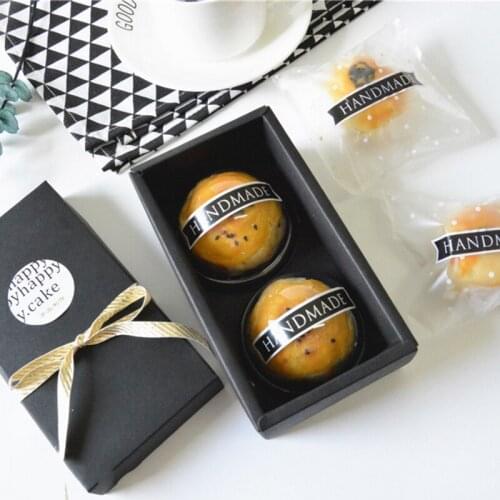 1600pcs/lot DIY Gifts Moon Cake BOX HAND MADE Black White Simple Uppercase Paper Seal Sticker Packaging Point Decoration Label