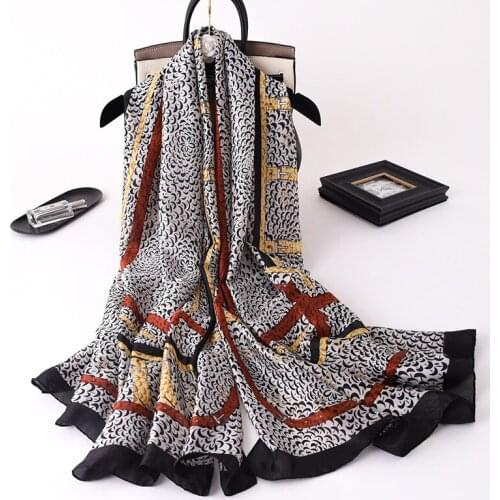 2021 Korean Style Print Satin Silk Scarf Summer Sunscreen 180X90CM Scarves Hankies Woman Popular Beach Shawl Ponchos and Capes