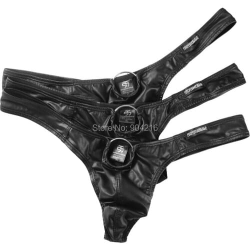 3PCS Sexy Men Thongs G-strings PU Leather Hot Popular Man Hot G Strings Brand Men Jockstraps Sexy Underwear Size M L XL