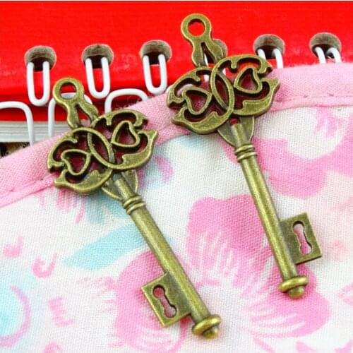 30pcs 45x17mm Antique Bronze Plated Key Charms Pendant DIY Jewelry Making Findings