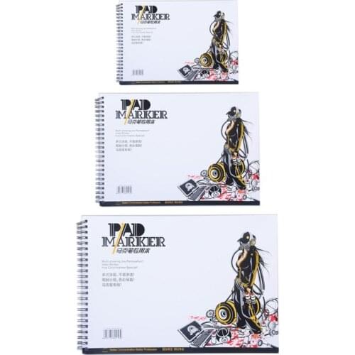 34 Sheet A3/A4/A5 Professional Marker Paper Spiral Sketch Notepad Book Painting Paper