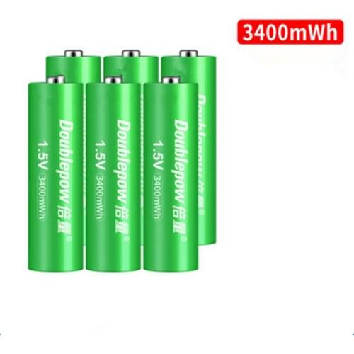6pcs/lot New 1.5v 3400mWh AA rechargeable lithium battery intelligent fast charge by dedicated AA AAA battery charger