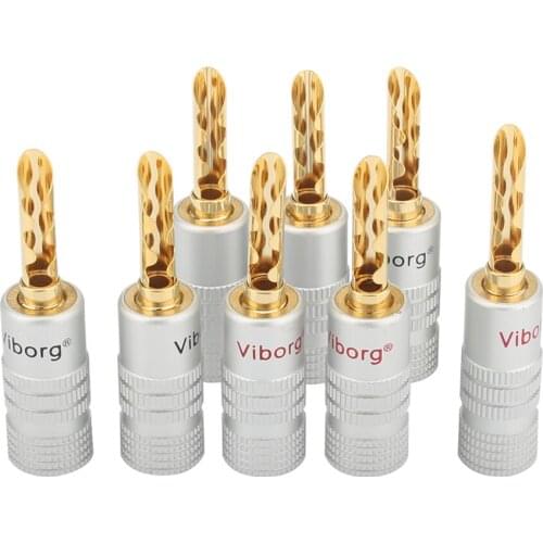 8PCS Viborg Speaker Banana plug connectors 4mm Banana Plug Connectors Adapter with heatshrink
