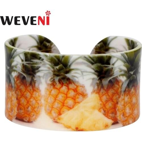WEVENI Acrylic Pineapple Bangle Bracelets Craft Fashion Fruit Theme Jewelry For Women Girls Gift Party Accessories Wholesale