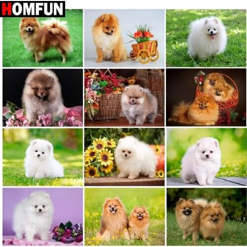 HOMFUN "Animal dog flower" Diamond Painting 5D Full Square/Round Drill Home Decor DIY Diamond Embroidery Cross Stitch