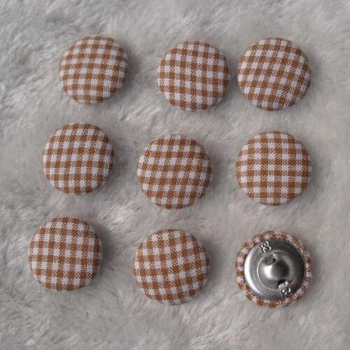 Free shipping 100pcs/lot 20mm 2cm plaid made by hand fabric cover buttons diy cloth covered buttons component with shank E117