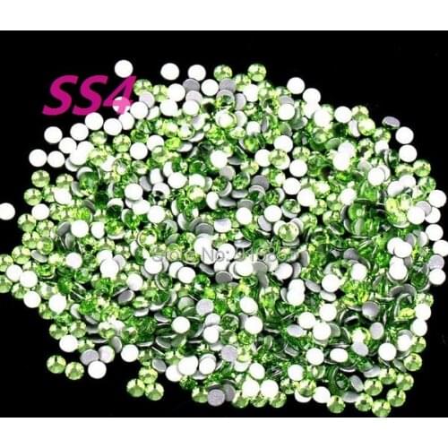 Free shipping 1440pcs SS4 (1.5-1.7mm) Peridot Rhinestones for Nail Art,Flat Back Non Hotfix Glue on Nail Art Rhinestones DIY