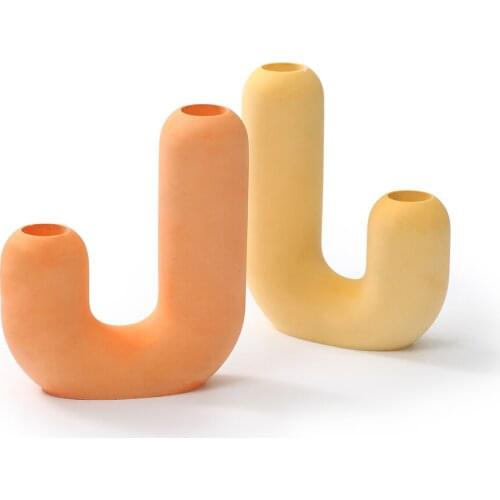 Cement Candle Holder Silicone Mold DIY U Shape Creative Concrete Candlestick Mould for Home Decorations