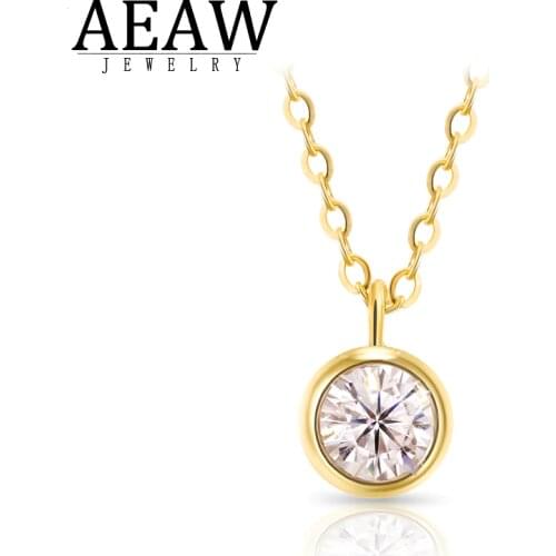 0.3carat 4.0mm Round Brilliant Cut Moissanite Pendant DE Color VVS1 Moissanite Necklace Pendant Solid 18K Yellow Gold For Women
