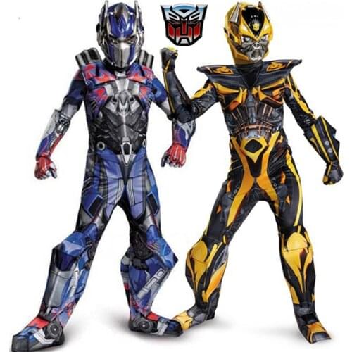 Kids Anime Cosplay Movie Muscle Optimus Prime Costumes Boys Bumblebee Superhero Body Suits For Carnival Halloween Costumes Party
