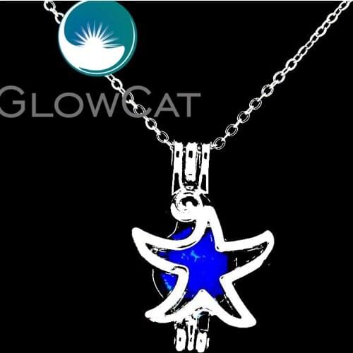 GLOWCAT L58 Elegant Starfish Beads Cage Locket Necklaces Finding Aromatherapy Perfume Handcraft Jewelry