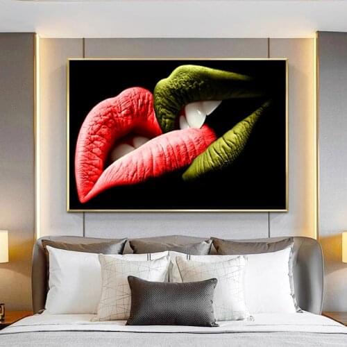 Sexy Lips Scandinavian Cuadros Art Canvas Paintings Poster and Print Cuadros Wall Art Picture for Home Decor (No Frame)